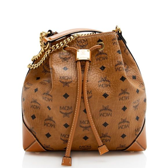 MCM Handbags - MCM Visteos Leather Klassik Drawstring Small Bucket Bag